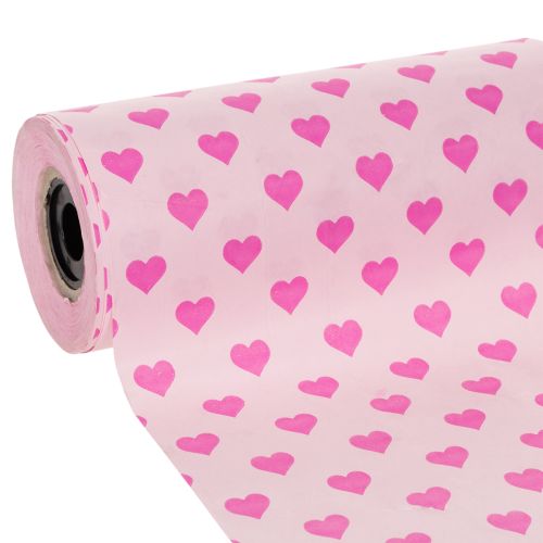 Papel para punho com estampa de coração, rosa, 25cm, 100m
