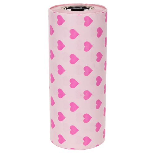Papel para punho com estampa de coração, rosa, 25cm, 100m | Floristik24.pt