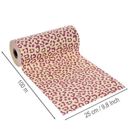 Papel para punho, estampa de leopardo, roxo, 25cm, 100m | Floristik24.pt