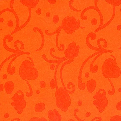 Floristik24 Punho de papel laranja com padrão 25cm 100m