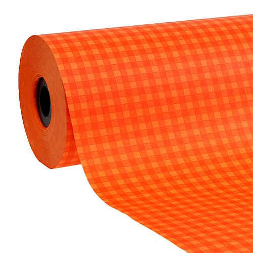 Floristik24 Papel Cuff 37,5cm Laranja Xadrez 100m