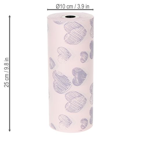 Itens Papel de embrulho floral com motivos de coração para criações decorativas com flores, 25 cm x 25 m