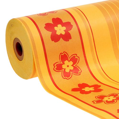 Floristik24 Cuff papel padrão floral 37,5cm 100m amarelo, vermelho