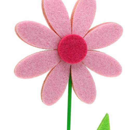 Floristik24 Flor de feltro rosa 27 cm 4 unidades
