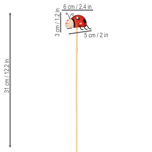 Itens Estacas de jardim em formato de joaninha, decoração para primavera e verão, enfeite de flores, 31 cm, 4 peças