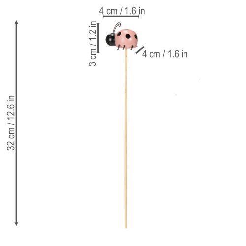 Itens Conjunto de 16 figuras decorativas de joaninhas para vasos e arranjos florais de primavera, 32 cm de altura.