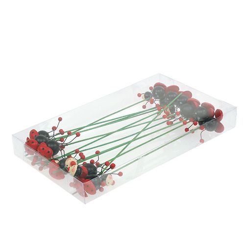 Floristik24 Joaninha em palito 5cm 12pcs