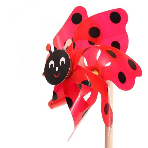 Floristik24 Catavento joaninha decoração de jardim moinho de vento vermelho Ø16,5cm