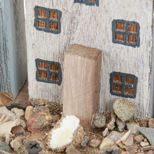 Itens Casas decorativas marítimas aldeia piscatória em madeira azul branco 26×16×10cm