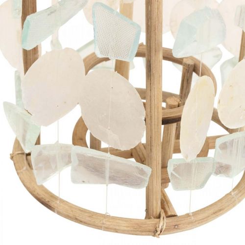 Floristik24 Lanterna decoração marítima Capiz madeira vidro natural Ø17.5cm A34cm