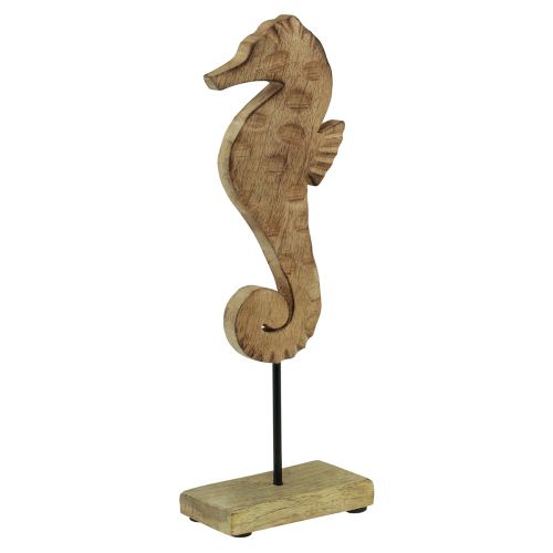 Itens Cavalo marinho decoração marítima em suporte madeira manga natural 29,5cm