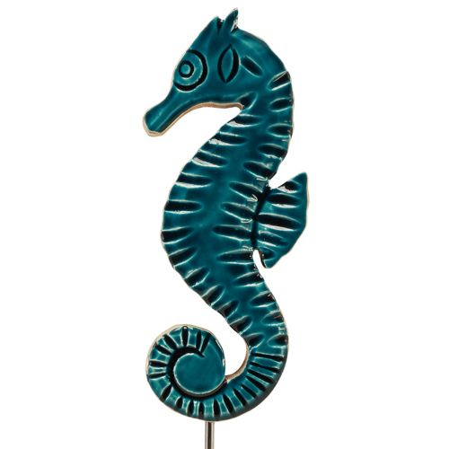 Itens Cavalo marinho decoração marítima em suporte madeira manga turquesa 19,5cm