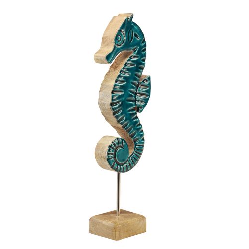 Itens Cavalo marinho decoração marítima em suporte madeira manga turquesa 19,5cm