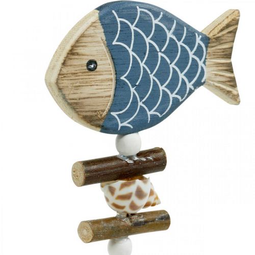 Itens Plugues decorativos marítimos, peixes e conchas na vara, decorações marinhas, peixes de madeira 6 unidades