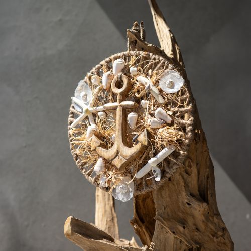 Decoração de parede marítima DIY caixa decorativa anel âncora conchas Ø38cm