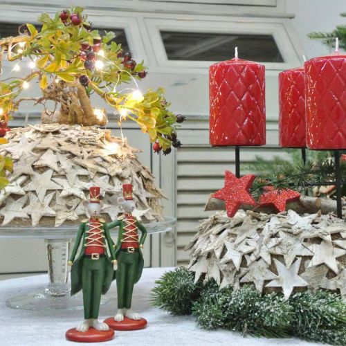Floristik24 Mouse de Natal com figura decorativa mouse uniforme 6 × 4.5 × H14.5cm 2pcs