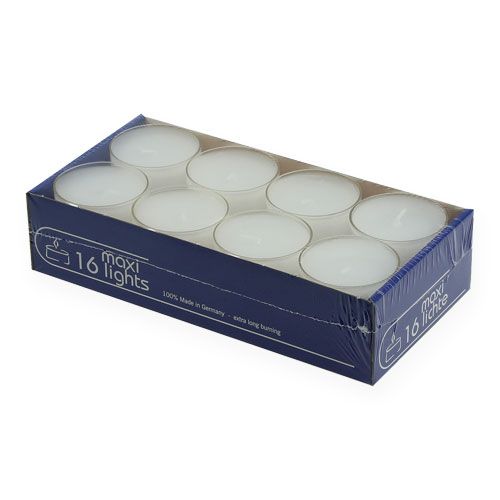 Luzes de chá maxi com transp. Capa branca 54mm 16pcs