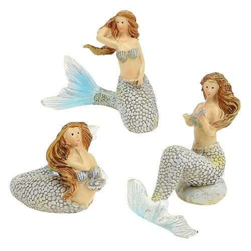 Floristik24 Figura Deco azul sereia 6cm - 9,5cm 3pcs