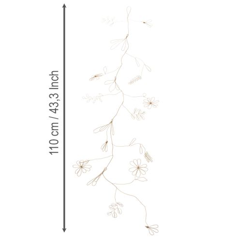 Itens Guirlanda de flores de metal, arame para coroa de flores, decoração de verão, decoração de parede, dourada, 110 cm