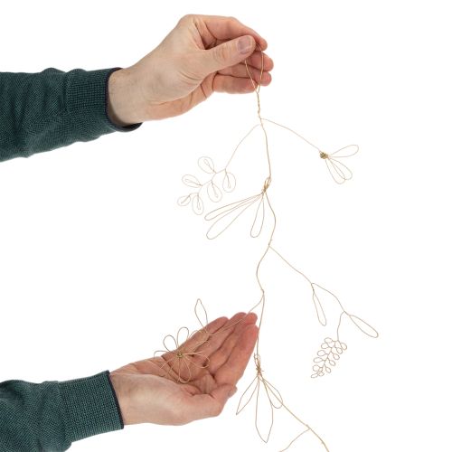 Itens Guirlanda de flores de metal, arame para coroa de flores, decoração de verão, decoração de parede, dourada, 110 cm