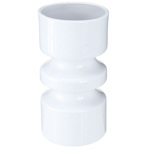 Floristik24 Vaso de flores em metal em esmalte branco creme Ø9cm H17,5cm