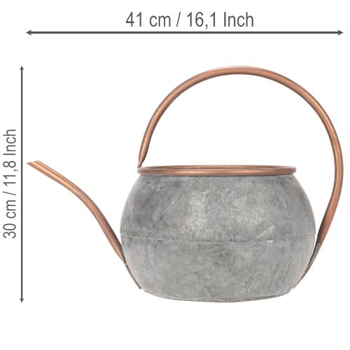 Regador decorativo de metal, estilo campestre vintage, decoração de jardim, para plantio, cobre prateado, C41cm Ø26cm A30cm | Floristik24.pt