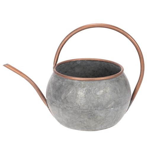Regador decorativo de metal, estilo campestre vintage, decoração de jardim, para plantio, cobre prateado, C41cm Ø26cm A30cm | Floristik24.pt