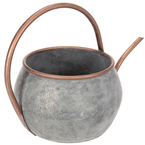 Regador decorativo de metal, estilo campestre vintage, decoração de jardim, para plantio, cobre prateado, C41cm Ø26cm A30cm | Floristik24.pt