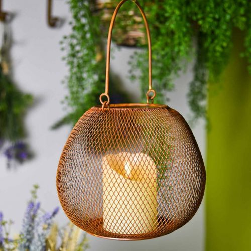 Floristik24 Lanterna de metal com castiçal grade ferrugem Ø20cm Alt.17cm