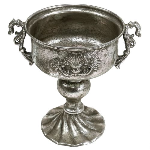 Floristik24 Cálice de metal antigo em prata Ø18cm Alt.30cm