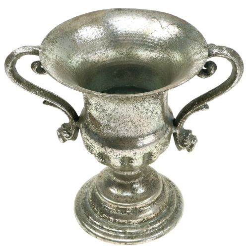 Floristik24 Xícara de metal, aspecto antigo, prata Ø12,5cm Alt.16,5cm