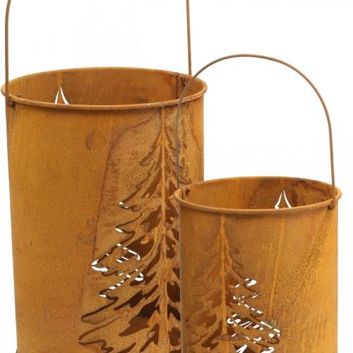 Floristik24 Lanterna de metal decoração pátina Ø16/20.5cm conjunto de 2