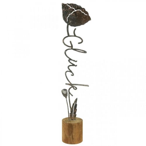 Suporte de flor em metal decorativo com letras &quot;Felicidade&quot; Alt. 40cm