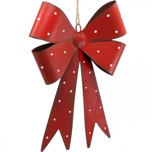 Floristik24 Cabide de parede Metal Deco Bow Red Dots Branco 19×16×2,5cm