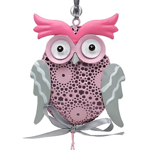 Floristik24 Cabide de metal coruja cinza, branco, rosa 10 cm 3 unidades