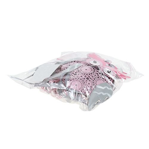 Floristik24 Cabide de metal coruja cinza, branco, rosa 10 cm 3 unidades