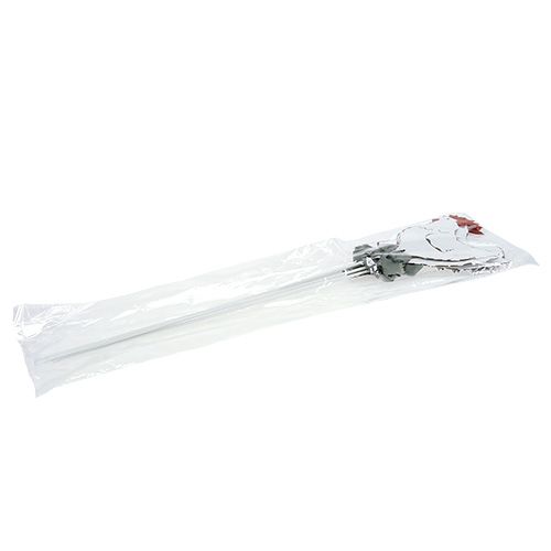 Floristik24 Frango de metal em palito branco 16cm 6pcs
