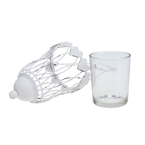 Floristik24 Lanterna de metal Ø7,5cm Alt.12cm branco