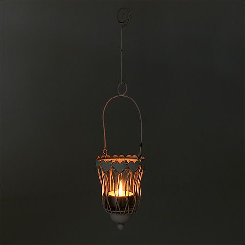 Floristik24 Lanterna de metal Ø7,5cm Alt.12cm branco