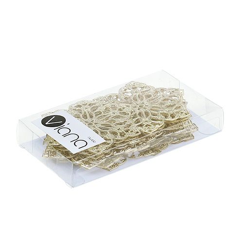 Flor de metal com ornamento Ø5,5cm ouro 24 unidades | Floristik24.pt