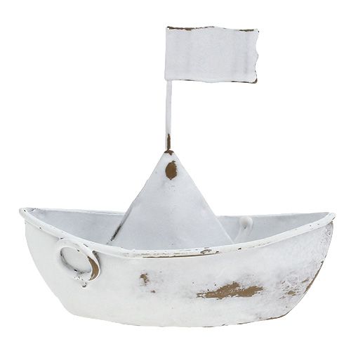 Floristik24 Barco de metal branco 11cm x 10cm 1p