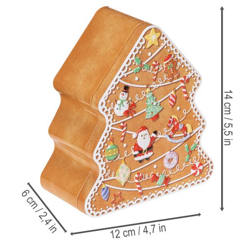 Lata de Natal, lata para biscoitos, árvore de Natal e casinha, estilo biscoito de gengibre, 14 cm, 2 peças | Floristik24.pt