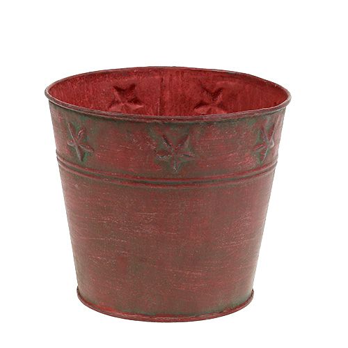 Balde de metal vermelho com estrelas Ø15cm H13cm | Floristik24.pt