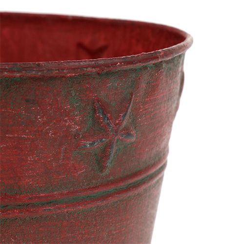 Balde de metal vermelho com estrelas Ø15cm H13cm | Floristik24.pt