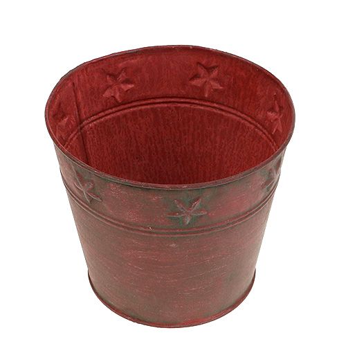 Balde de metal vermelho com estrelas Ø15cm H13cm | Floristik24.pt