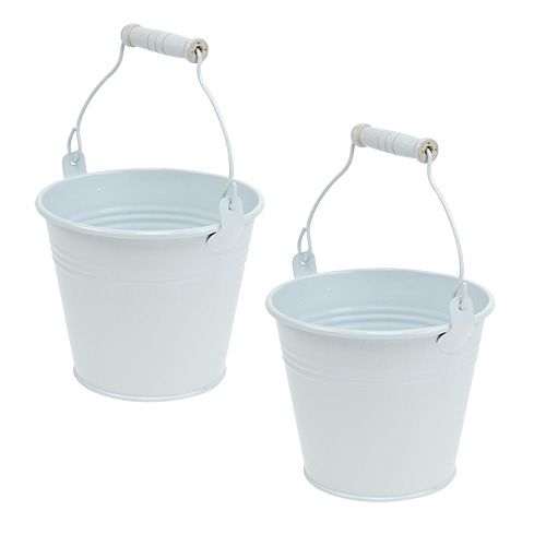 Balde de metal branco Ø10cm H8cm 10p | Floristik24.pt