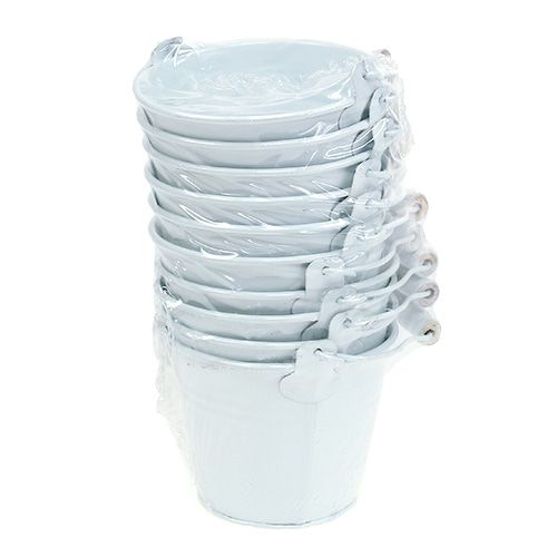Balde de metal branco Ø10cm H8cm 10p | Floristik24.pt