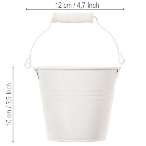 Itens Baldes de metal, brancos, Ø12cm, A10cm, 8 peças