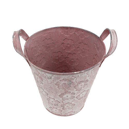 Floristik24 Balde de metal com flores rosa Ø15,5cm Alt.15cm