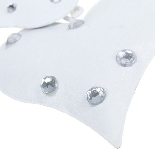 Floristik24 Ninho de pássaro pendurado em metal com corações brancos 18 cm 3 unidades